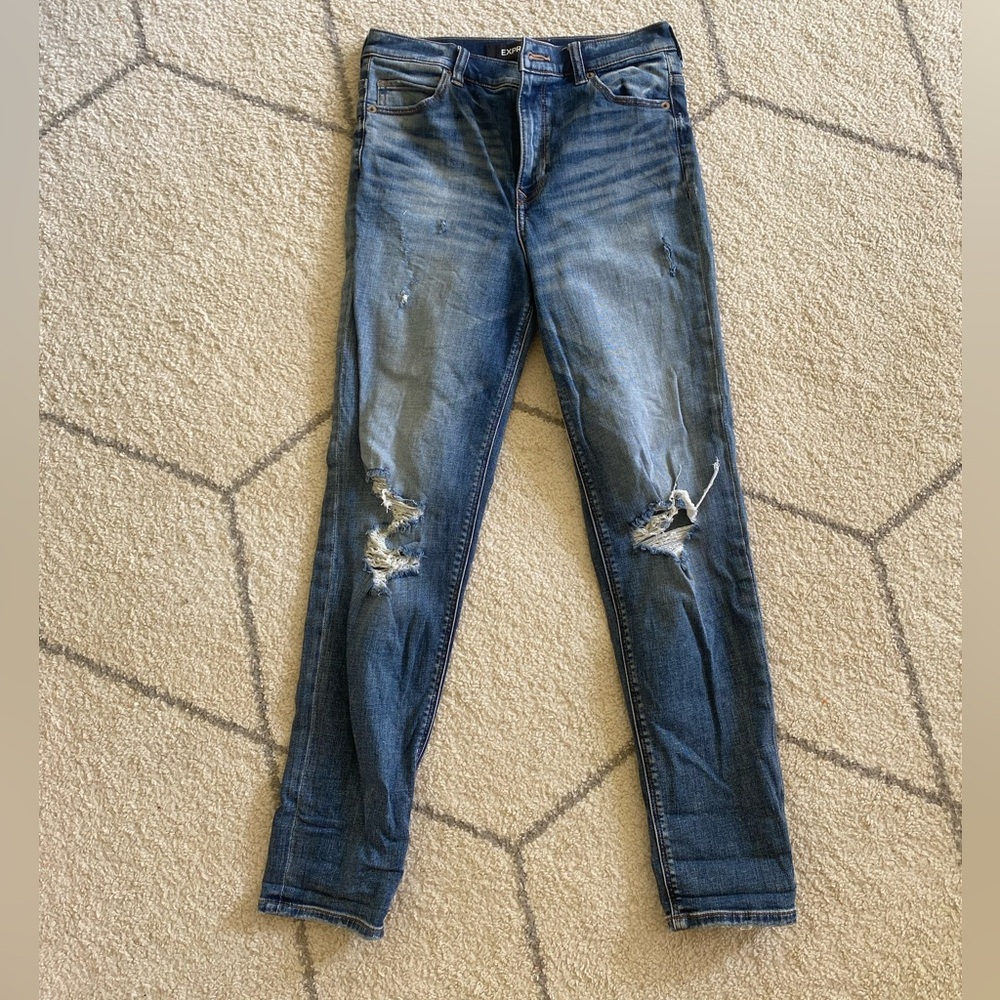 Express denim jeans, girlfriend high rise